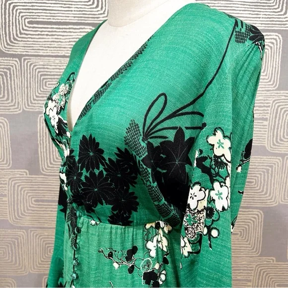 FREE PEOPLE Mixed Print Twist Dress in Green - Picture 9 of 10